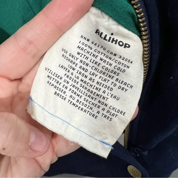 Allihop Quilted Bomber Jacket Women Size Medium Navy Blue Great Hooded Cotton - Image 8
