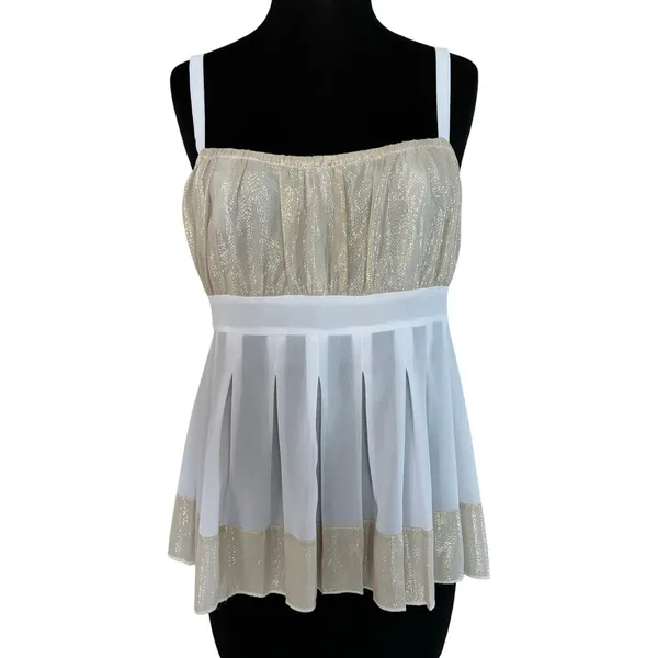 Cache Metallic Silk Ruched Cami Top New Sheer Illusion Empire Waist NWT $118 - Image 4