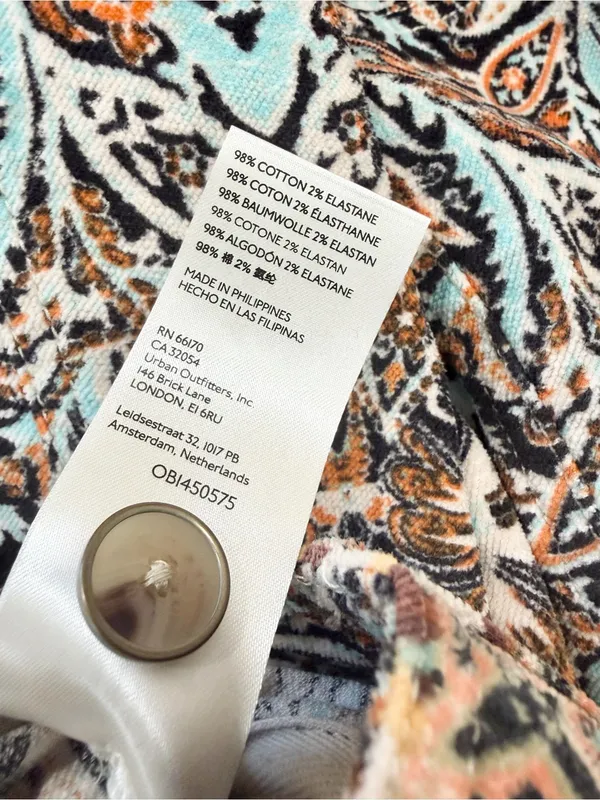 Anthropologie Paisley Corduroy Barrel Pants Size 14 Cotton Artsy Boho Cropped - Image 4