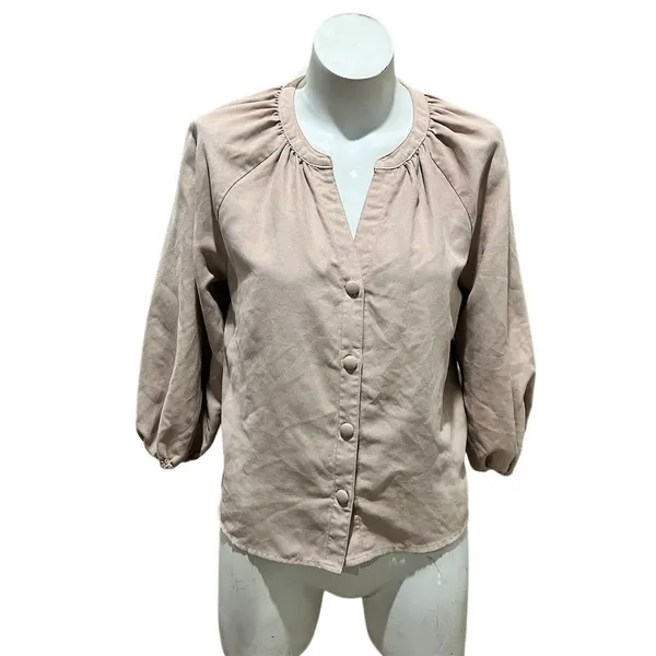 Marc New York Women's Pink V-Neck 3/4 Sleeve Blouse Size S - Image 2