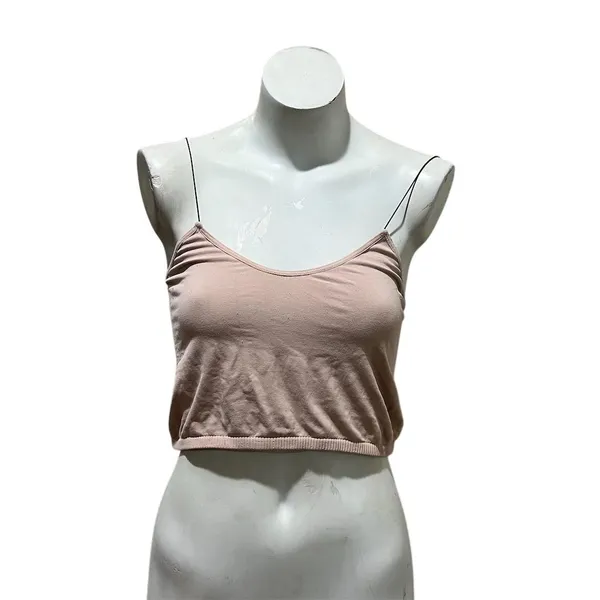Free People Intimately Women's Beige Skinny Strap Crop Top Size M - Image 11