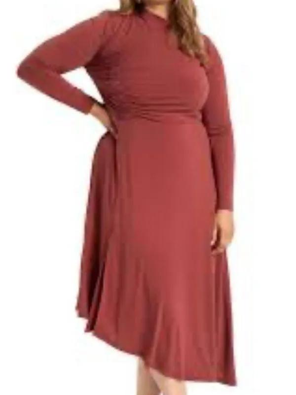 Eloquii Asymmetrical Long Sleeve Midi Dress NEW Plus Size 18 - Image 2