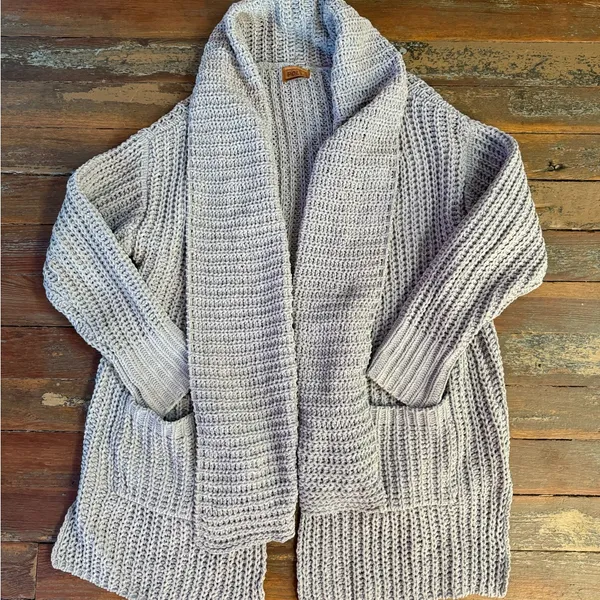 POL Gray Open-Front Chunky Knit Chenille Cardigan ~ Size Small 💛🍄 - Image 4