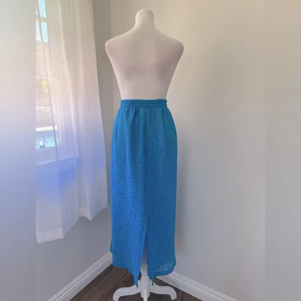 Cerulean Blue Lace Elastic Waist Maxi Skirt - Image 6