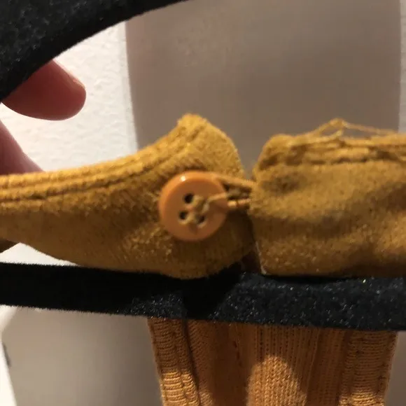 Zara Brown Halter Top Eyelet Detail Faux Suede Look Button Closure Size Small - Image 3