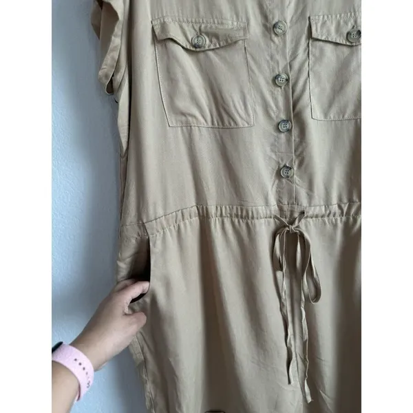 Umgee Women's‎ Taupe Button Drawstring Waist Cuffed Hem Romper Plus Size XL NEW - Image 8