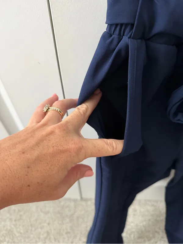 GRACE KARIN Navy Blue Minimalist Paperbag Waist Cropped Pants - Image 2