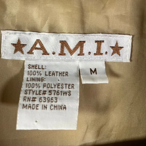 A.M.I. Leather Jacket Tan Brown Suede Button Up Womens Medium Career‎ - Image 2
