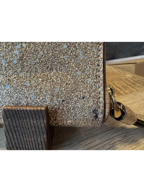 Coach Glitter Zip Wristlet Wallet Clutch with Leather Strap - Image 3