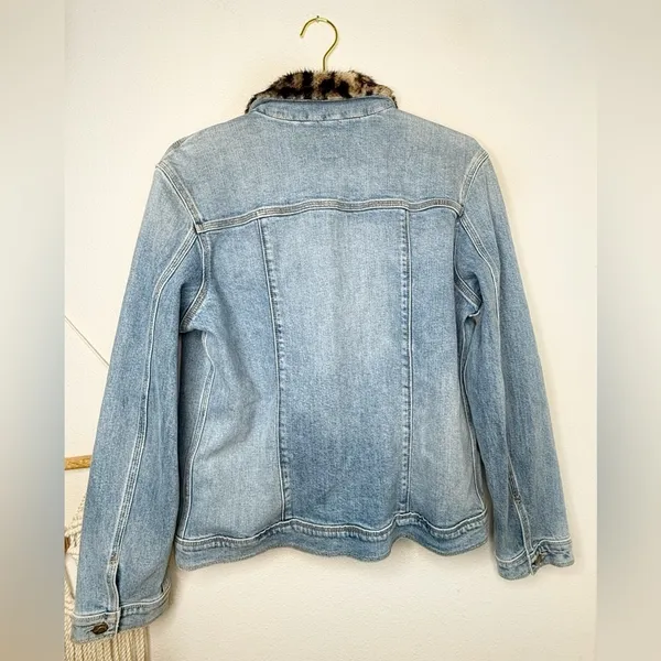 JOE’S Jean Jacket with Leopard Faux Fur Collar Denim new no tags Animal Print - Image 7