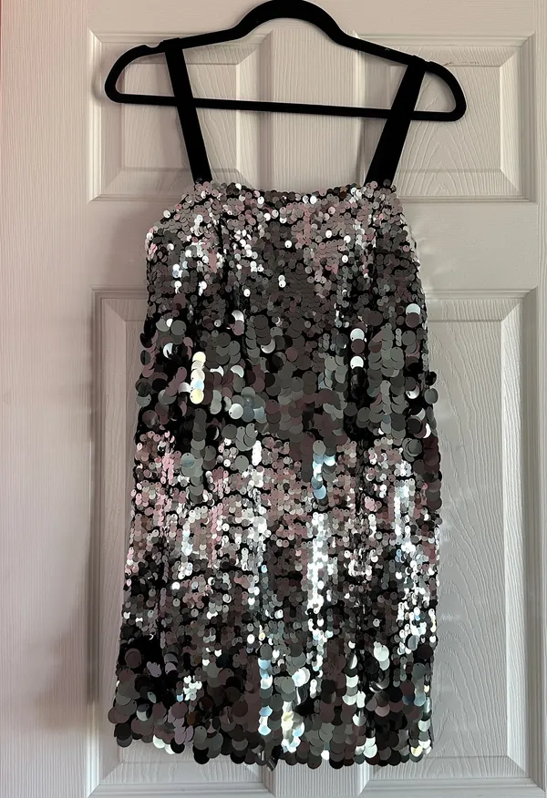 ZARA Sequin Silver Mini Dress - Image 4
