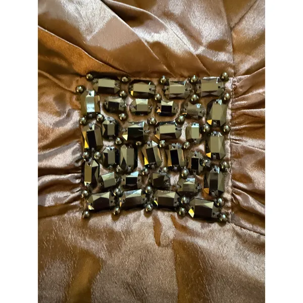 Larry Levine Top Womens Size XL Brown Beaded Waist Peplum Vintage Deadstock 90s - Image 14