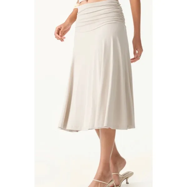 OGL Move Size XS Black Ruched High Waist Flowy A-Line Midi Maxi Skirt Stretch - Image 5