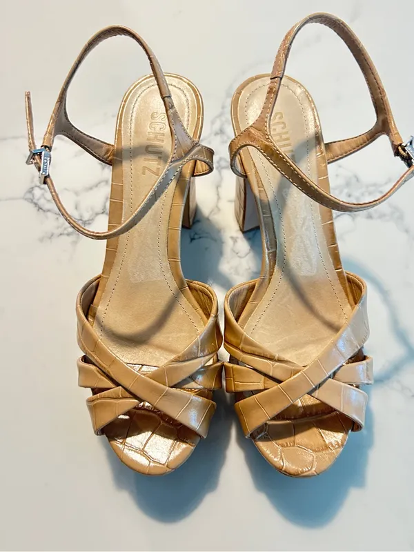 Schutz Keefa Croc-Embossed Platform Sandals size 7 - Image 2
