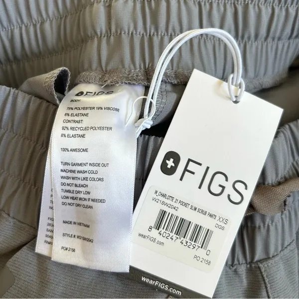 NWT Figs Gray Charlotte 21 Pocket Slim‎ Scrub Pants Size XXS - Image 5