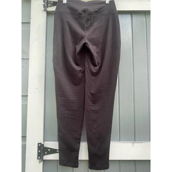 Zenana Womens Black Moto Ribbed High Waisted Leggings Size Large - Image 2