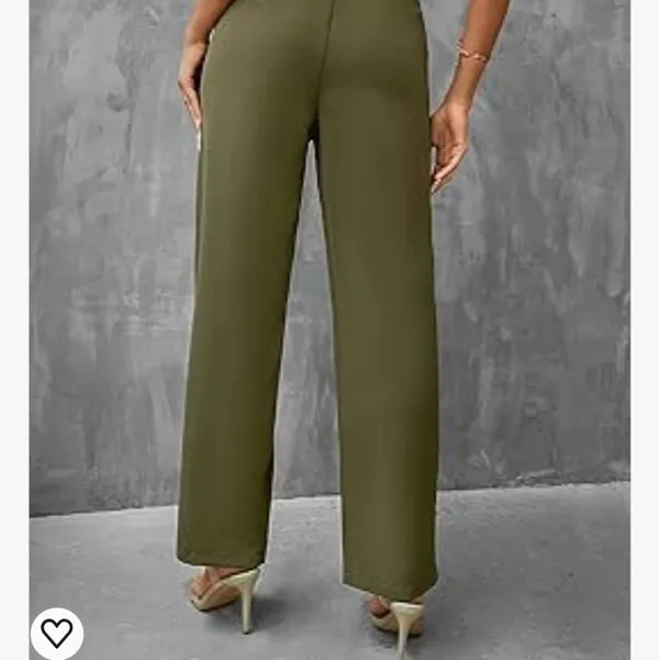 High waisted army Green Trousers with Pockets size medium fits women's 6… - Image 2