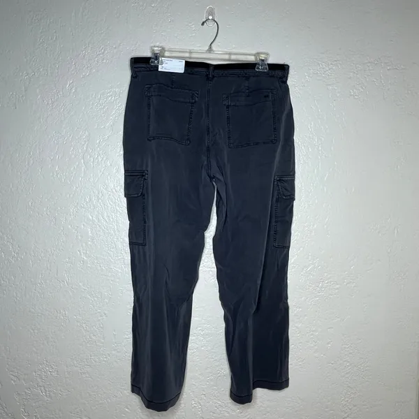American Eagle Super High Rise Baggy Wide Leg Cargo Pants Gray 16 Short - Image 2