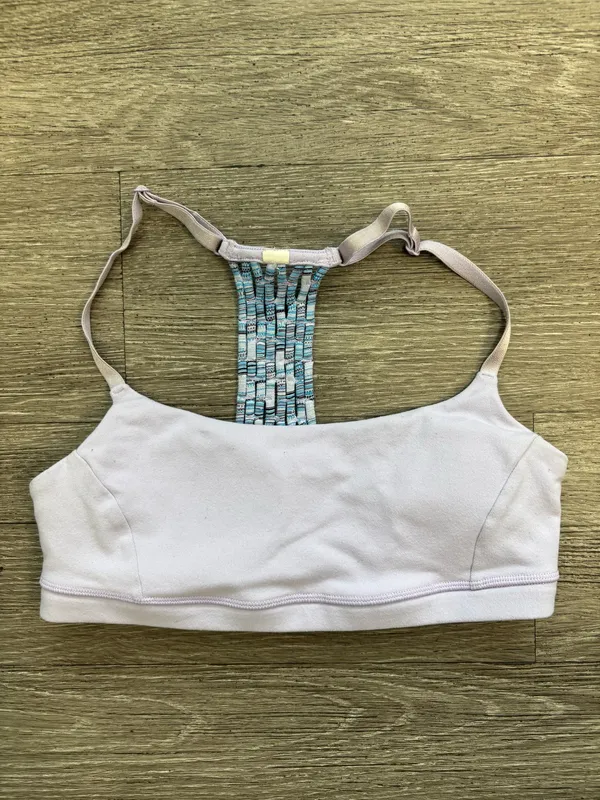 Lululemon Energy Bra Size 6 Medium Support Blue Paisley Strappy Back Crop Top - Image 10