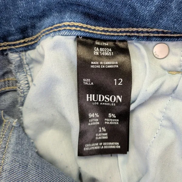 Hudson Los‎ Angeles Women's Straight Leg Jeans Blue Medium Wash Flap Pocket 12 - Image 4