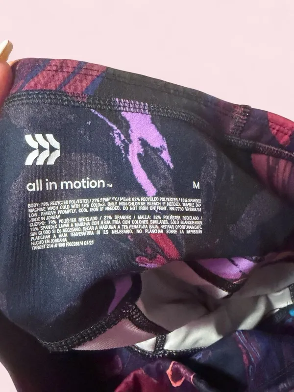 all in motion High-Rise Floral Bike Shorts in Black, Burgundy, Purple - Image 3