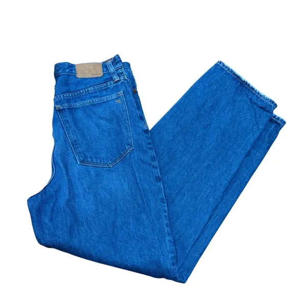 Madewell Baggy Straight Jeans Medium‎ Wash Blue Cotton Hemp Size 28 - Image 2