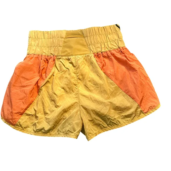 Free People Movement The Way Home Colorblock Shorts Mustard Yellow Orange Pink L - Image 4