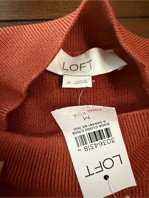 Loft Mock Neck Swing Sweater Tank M Color: Moroccan Spice NWT - Image 3