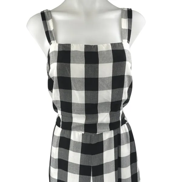 Ann Taylor LOFT Black White Gingham Check Sleeveless Cropped Jumpsuit Size M - Image 3