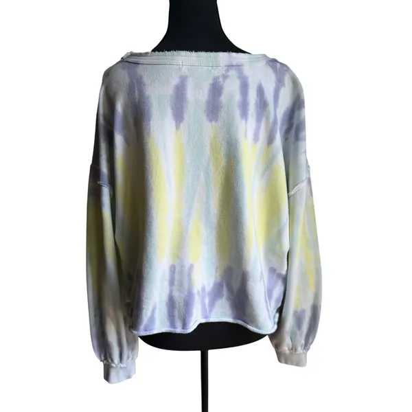 Z Supply Pastel Tie Dye Cropped Sweatshirt Medium Oversized 100% Cotton - Image 2
