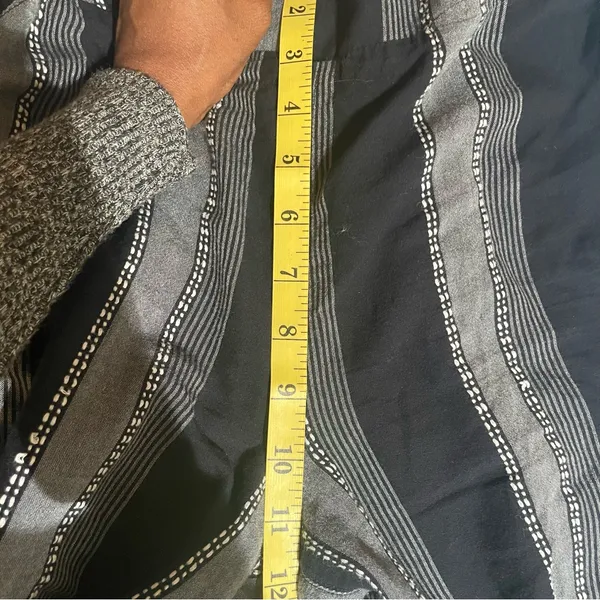 Topshop black gray striped wide leg trousers paperbag pants tie waist size small - Image 10