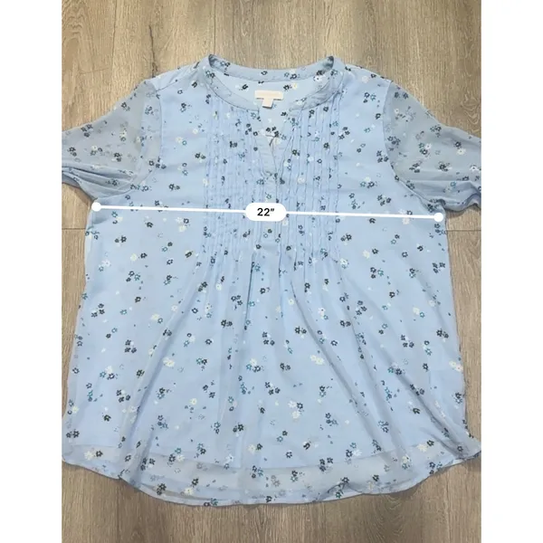 Charter Club XL Blue Floral Pintuck Bell Sleeve Tunic Blouse Boho Cottagecore - Image 6
