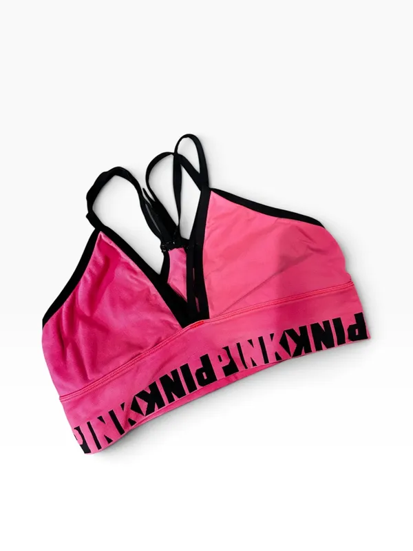 PINK Victoria's Secret Pink Strappy Logo Bikini Top - Image 3