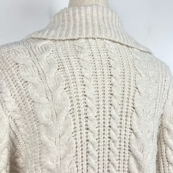 ZARA Cable Knit V-Neck Pullover Sweater with Collar - Image 5