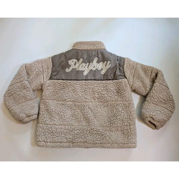 PacSun x Playboy Womens Sherpa Cropped Full Zip Jacket Sz M/L Gorp Chunky Y2K - Image 5
