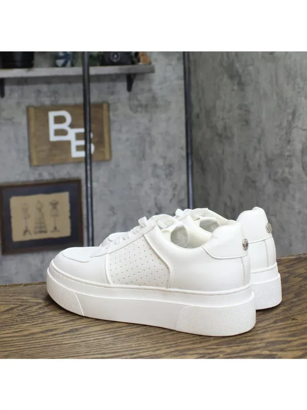 NEW Steve Madden Womens Faux Leather Lifestyle Casual Low Top Sneakers White 9M - Image 2