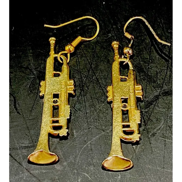 Vintage Trumpet Dangle Earrings Goldtone 2 “, Future Primitive USA Music Lover - Image 3