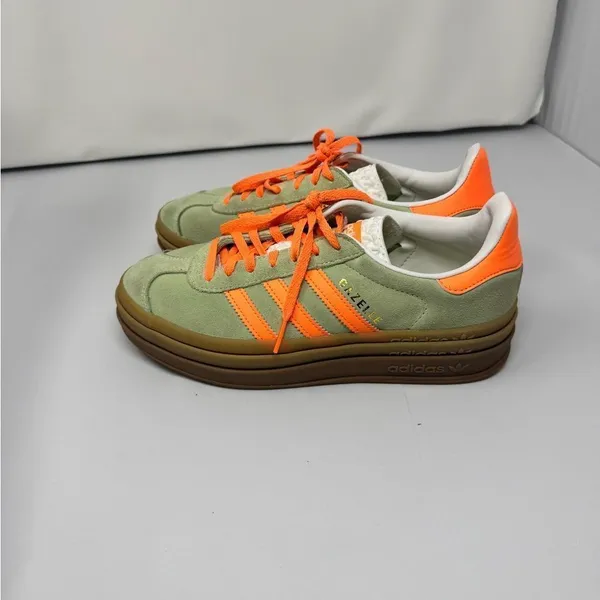 Adidas Originals GAZELLE BOLD IH7495 Sneakers Green Orange Women’s 7.5 - Image 4