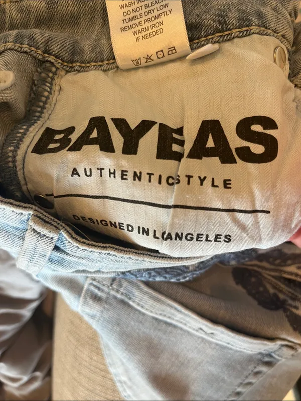 Bayeas Los Angeles High-Waist Light Blue Embroidered Wide-Leg Jeans New - Image 9