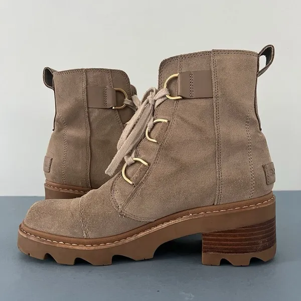 Sorel Joan Now Omega‎ Taupe Suede Waterproof Lace Up Winter Boots - Image 6