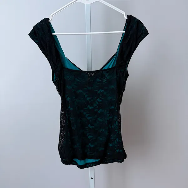 Vanilla Bay Rayon Y2K Bella Swan Whimsigoth Ruched Lace Cami Tank Medium Black - Image 4