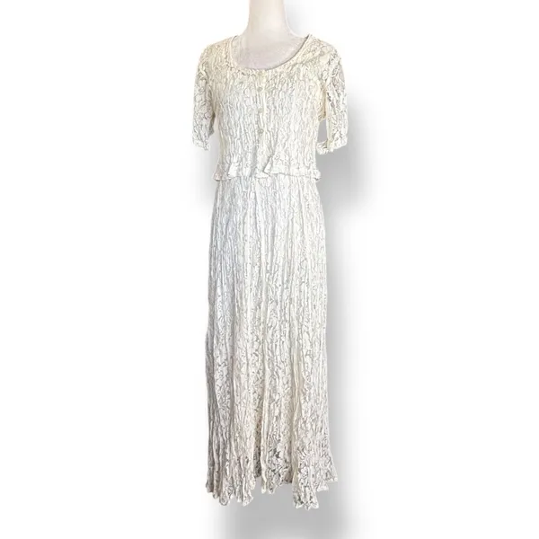 Vintage Nostalgia Lace Maxi Dress‎ Cream Romantic Cottagecore Small Deadstock - Image 16