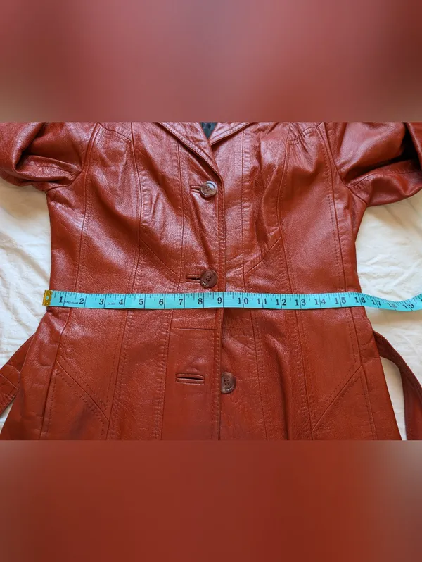Vintage Wilsons Leather Women’s Trench Coat W12 Brunt Orange/Brown - Image 9