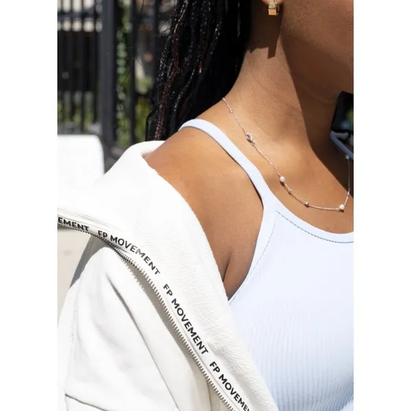 FREE PEOPLE Movement High Jump Zip Up Sweatshirt in Ivory Size Large - Image 3