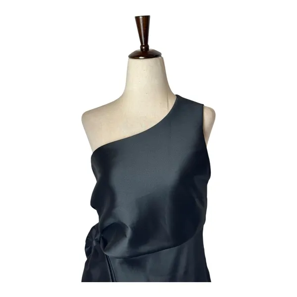 Sachin & Babi Dress Women 10 Black Satin One Shoulder Bow‎ Mini Cocktail Party - Image 4