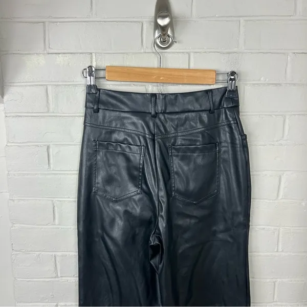 SHEIN Black Faux Leather Straight Leg Pants Size XS - Image 7
