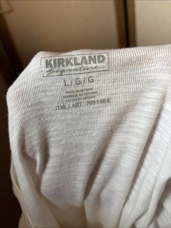 Kirkland Signature Women's White Slub Long Sleeve Crew Top Large - Image 3