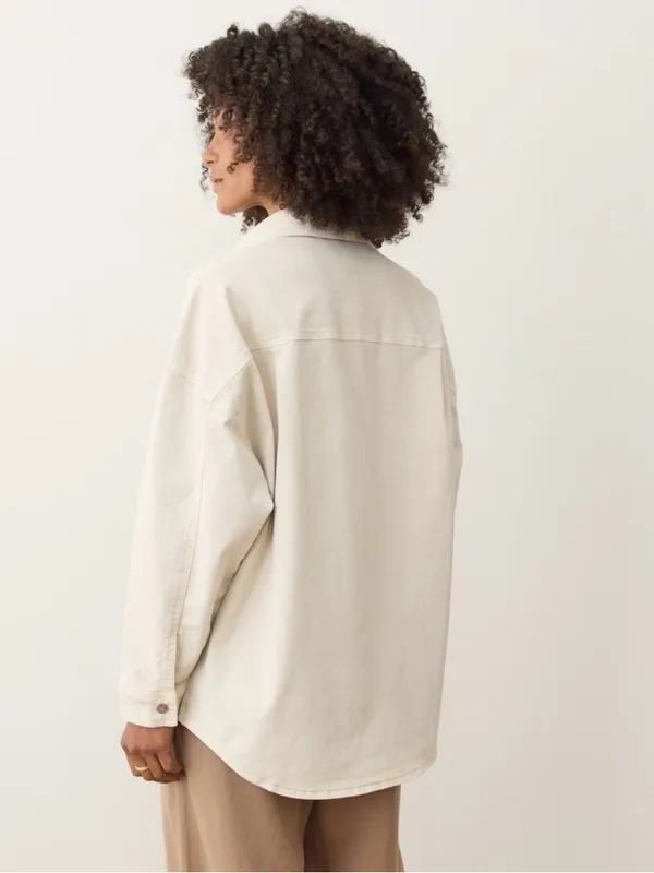 Marine Layer Molly OversizedShirt Jacket Stone Beige Xsmall New Shacket $168 - Image 4
