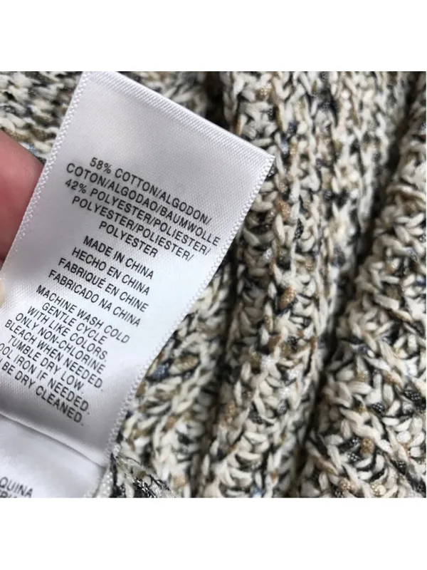 NEW Jones New York Black Cream & Gray Chunky Knit Waterfall Vest Medium NWOT - Image 9