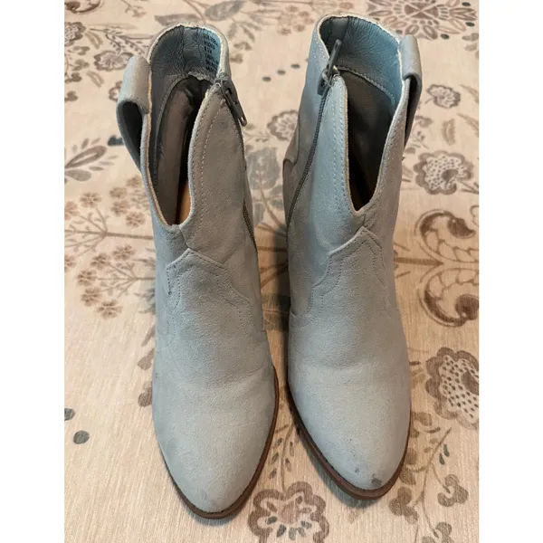 Sugar Torch Western Ankle Boots Light Blue Faux Suede Cowgirl Booties Size 6.5 M - Image 2